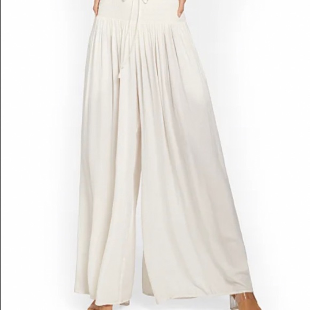 Smocked Wide-Leg Pant